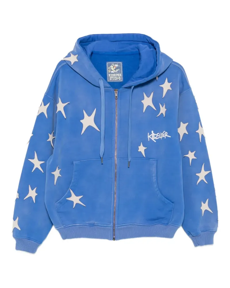 KidSuper star-patchwork washed hoodie - Blau Blau