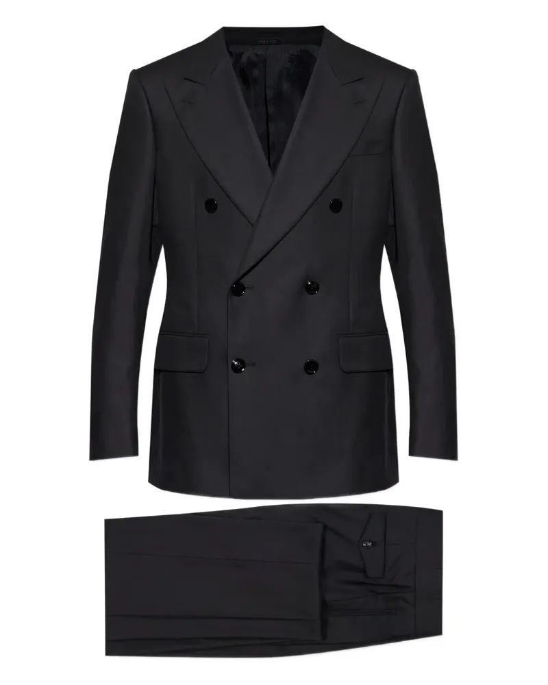 Giorgio Armani Doppelreihiger Anzug - Schwarz Schwarz