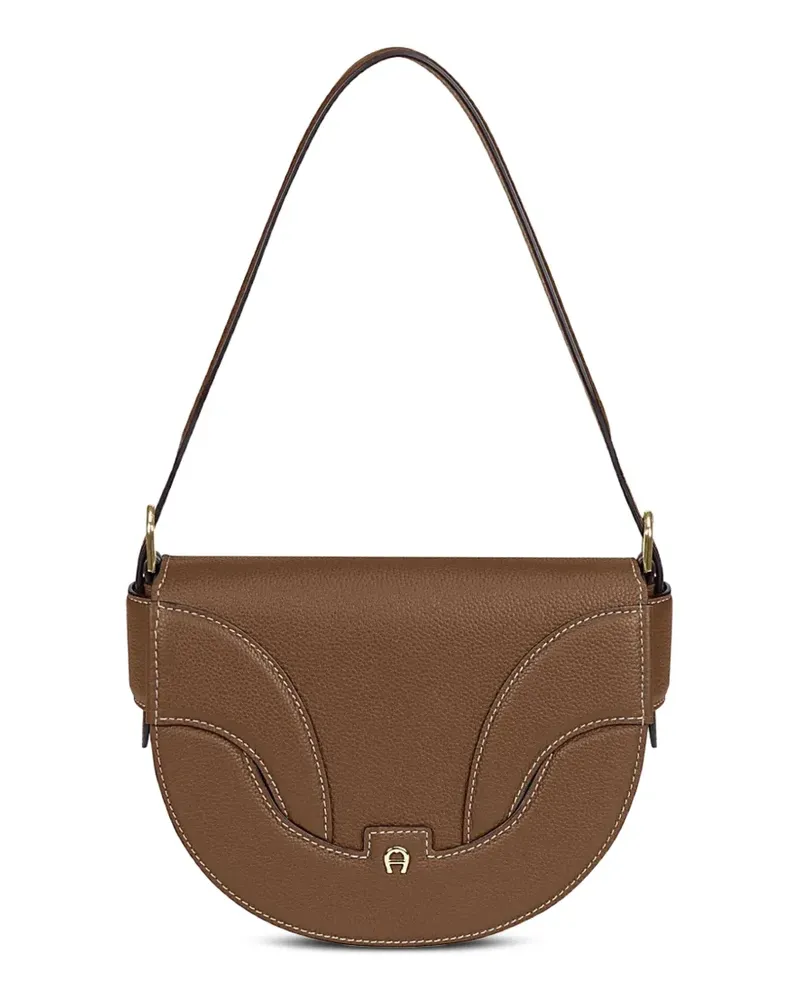 Aigner Kleine Sellina Schultertasche aus gekörntem Leder - Braun Braun