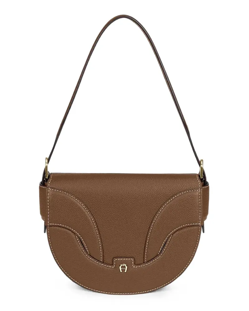 Aigner Kleine Sellina Schultertasche aus gekörntem Leder - Braun Braun