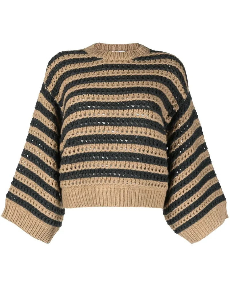 Brunello Cucinelli Gestreifter Pullover - Nude Nude