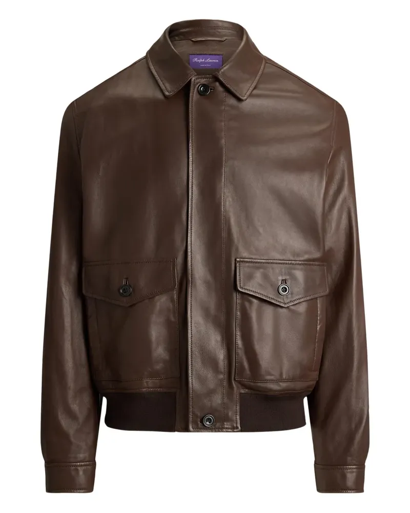Ralph Lauren Geknöpfte Everett Lederjacke - Braun Braun
