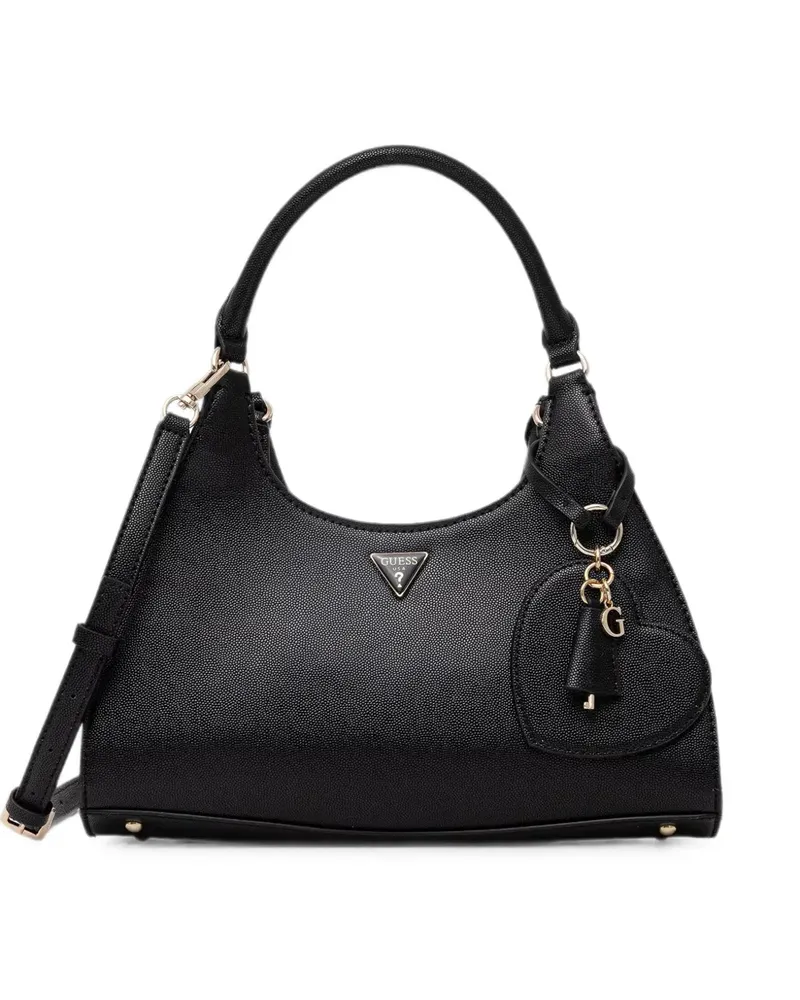 Guess Isobel logo-plaque pebbled-effect shoulder bag - Schwarz Schwarz