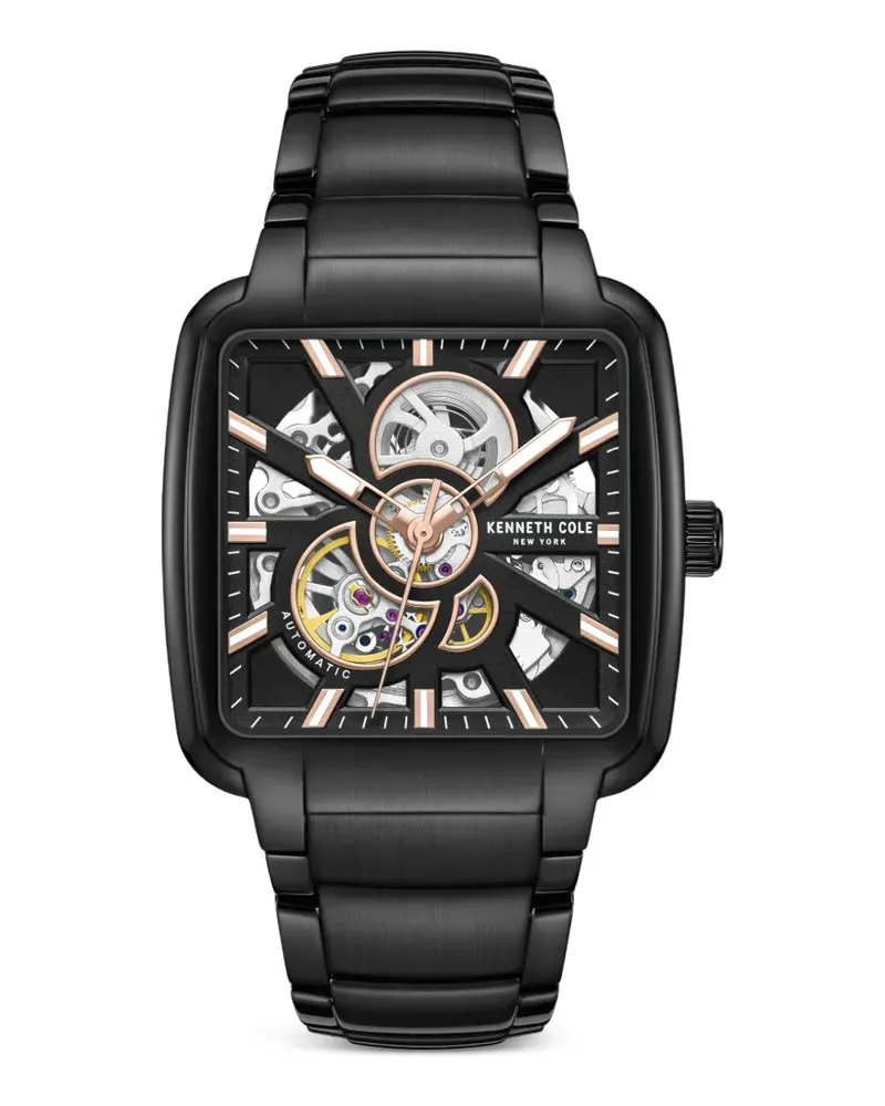 Kenneth Cole skeleton-dial square-face 40mm watch - Schwarz Schwarz