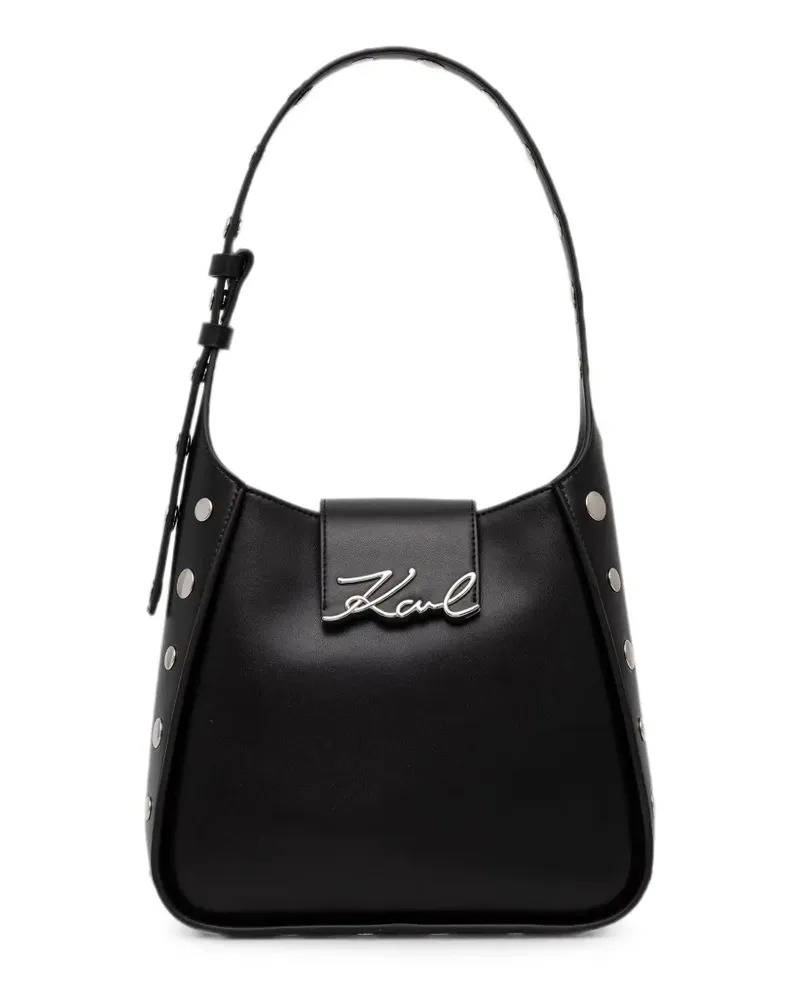 Karl Lagerfeld stud-embellished logo-plaque tote bag - Schwarz Schwarz
