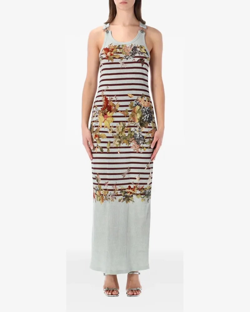 Jean Paul Gaultier striped floral tank maxi dress - Nude Nude