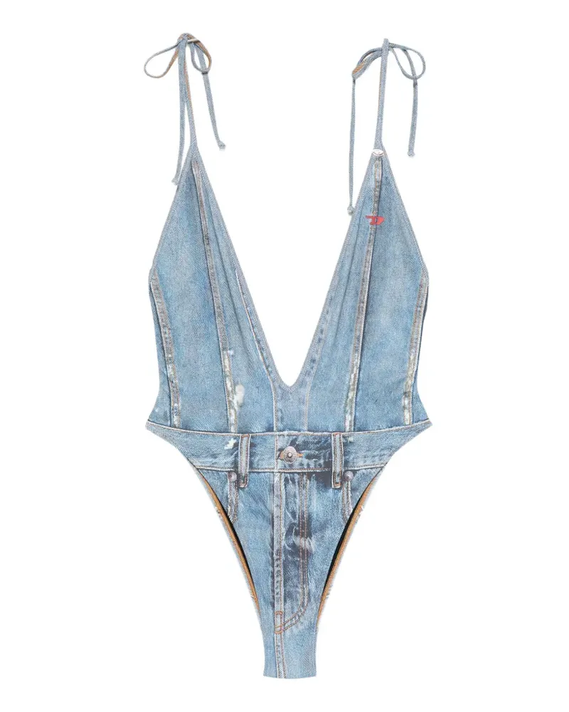 Diesel tie-strap printed swimsuit - Blau Blau