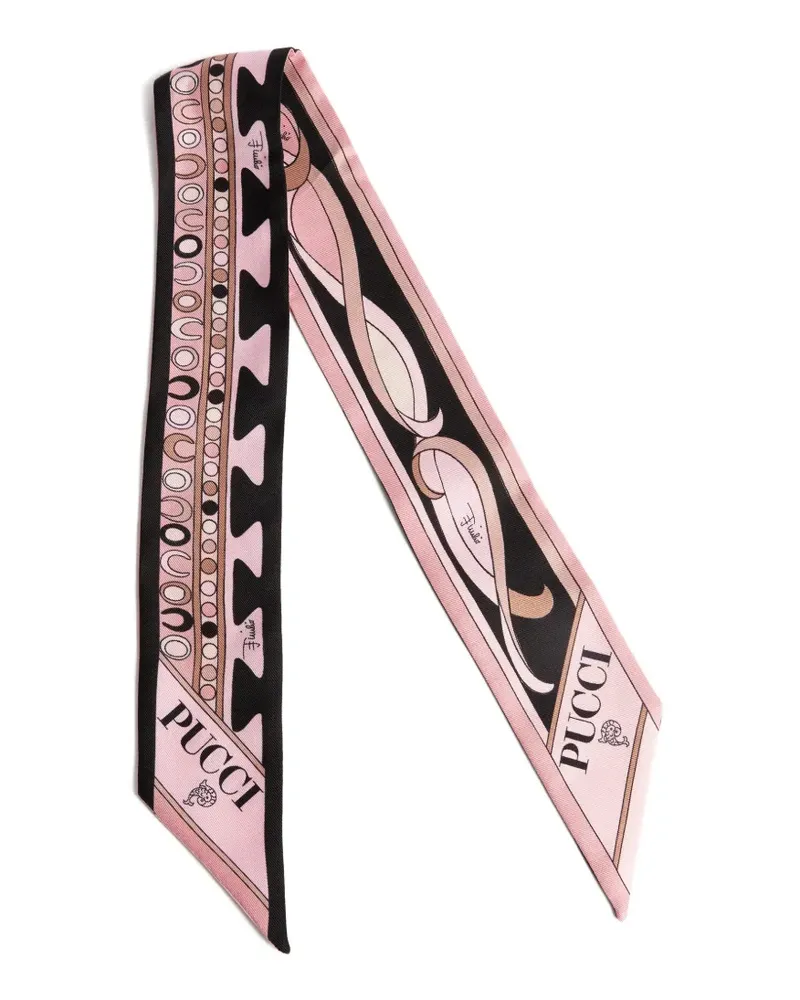 Emilio Pucci mixed print silk twill scarf - Rosa Rosa
