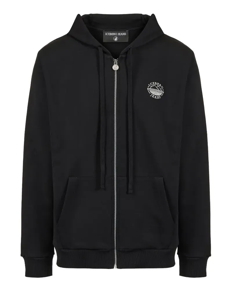 Iceberg logo-print zip-up hoodie - Schwarz Schwarz