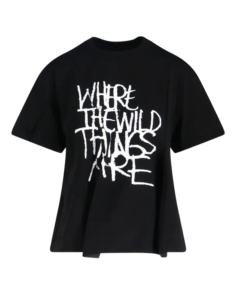 Sacai T-Shirt mit grafischem Print - Schwarz Schwarz