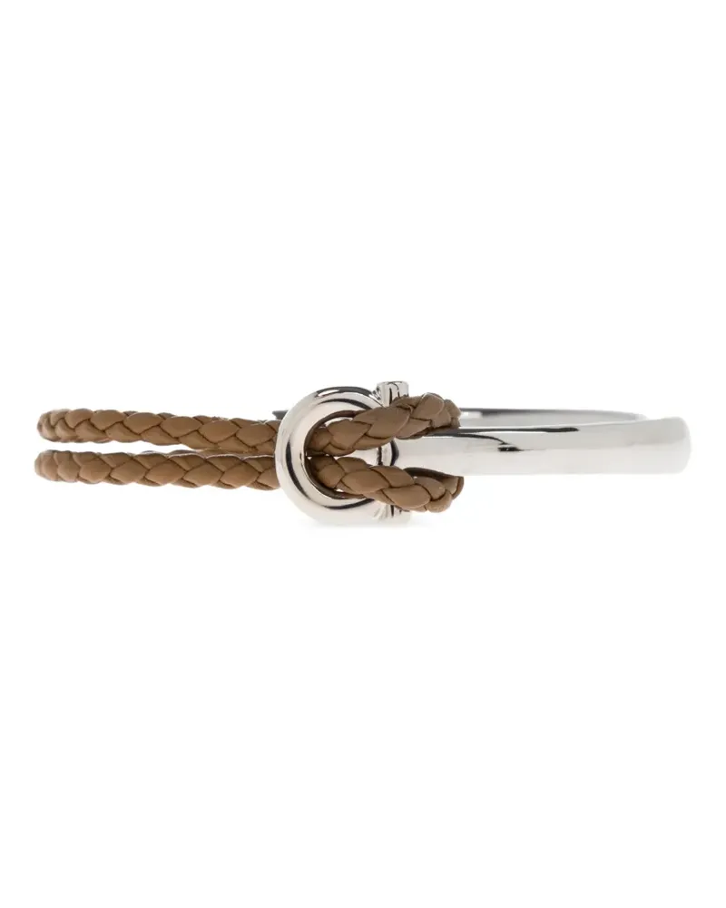 Ferragamo Geflochtenes Gancini Lederarmband - Silber Silber