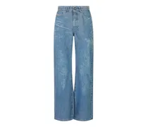 Weite Jeans mit Acid-Wash-Effekt - Blau