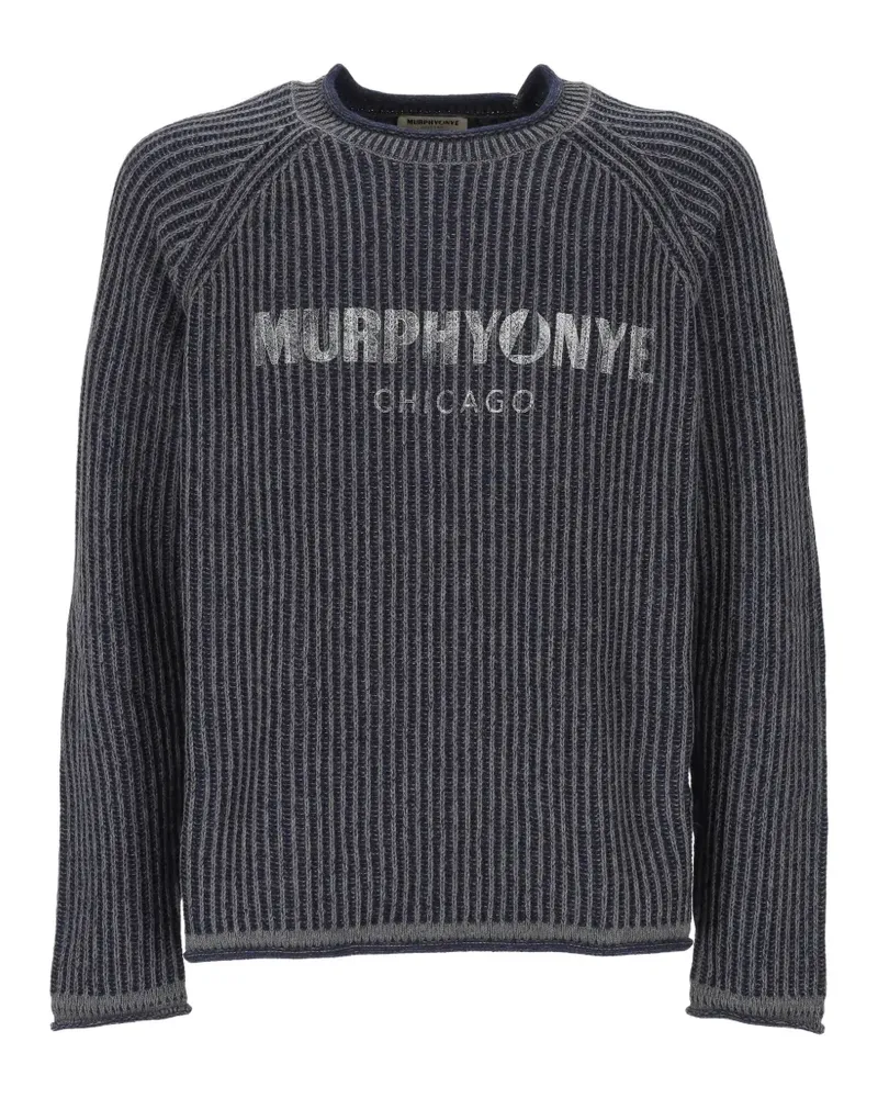 Murphy & Nye Gerippter Strickpullover mit Logo - Blau Blau