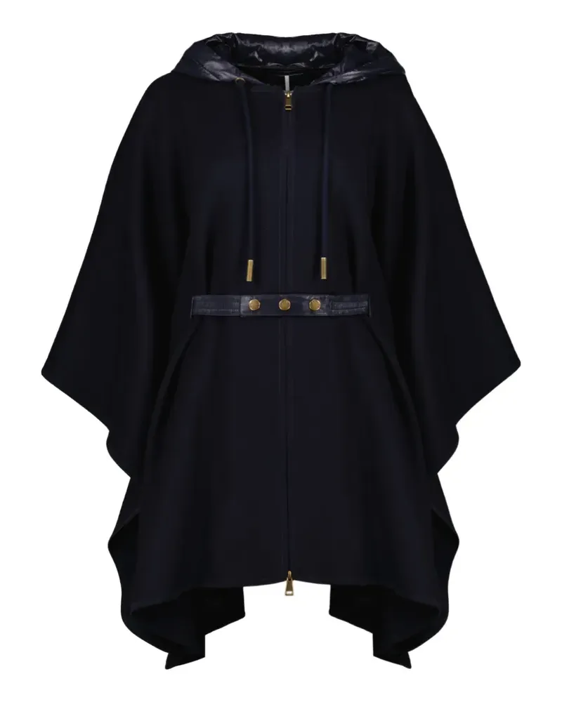 Moncler hooded belted cape - Blau Blau