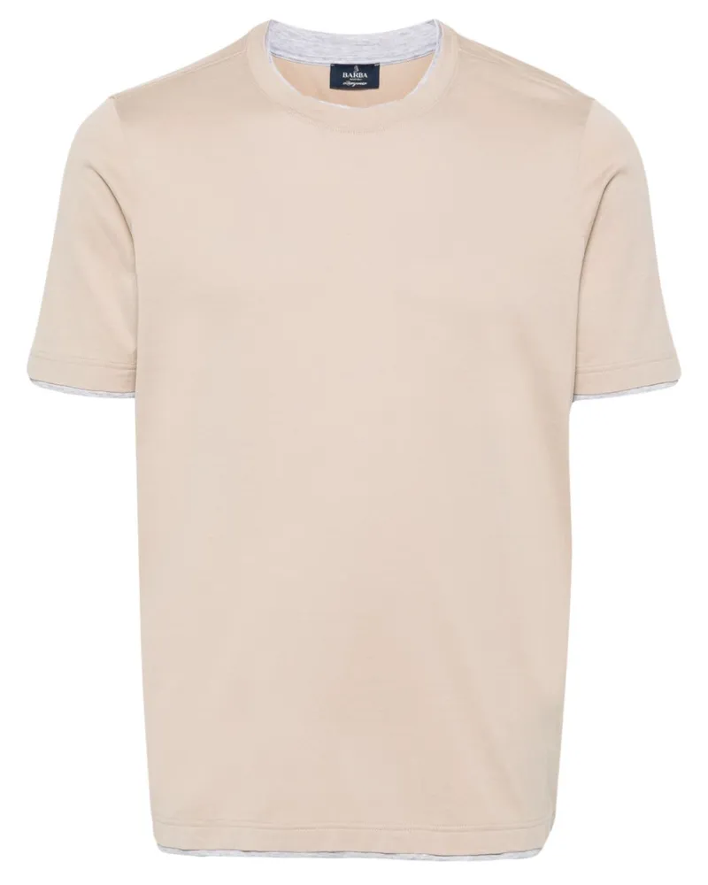 BARBA T-Shirt mit Kontrastdetails - Nude Nude