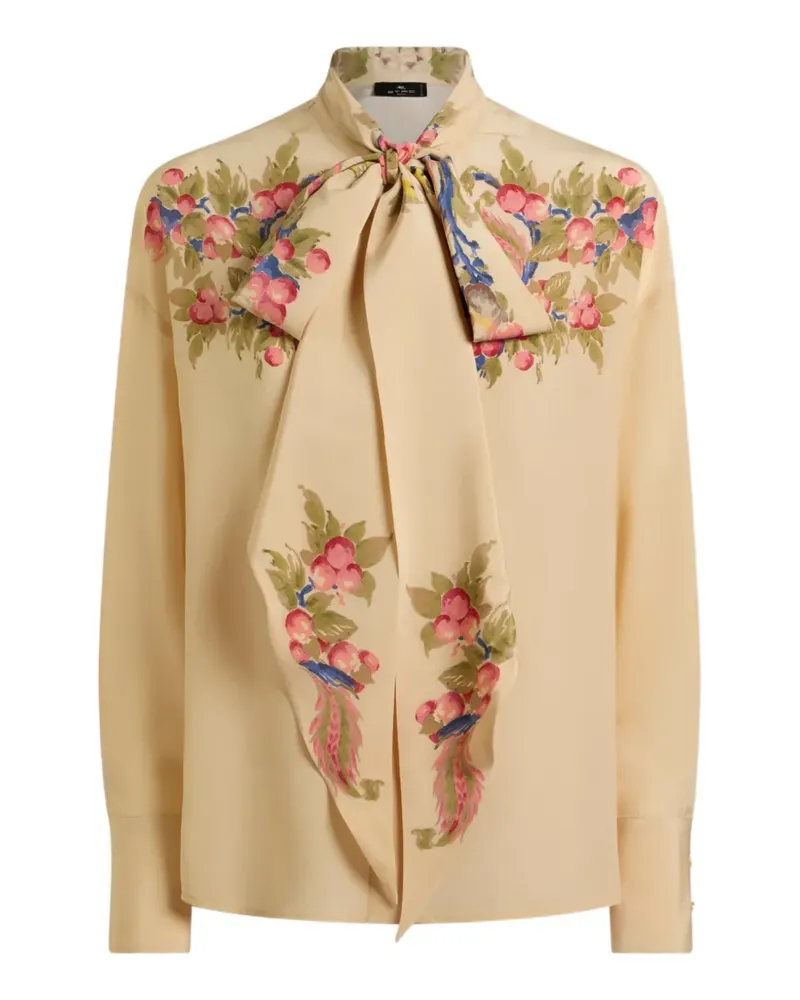 Etro Seidenbluse mit Seidenschal und Blumenprint - Nude Nude
