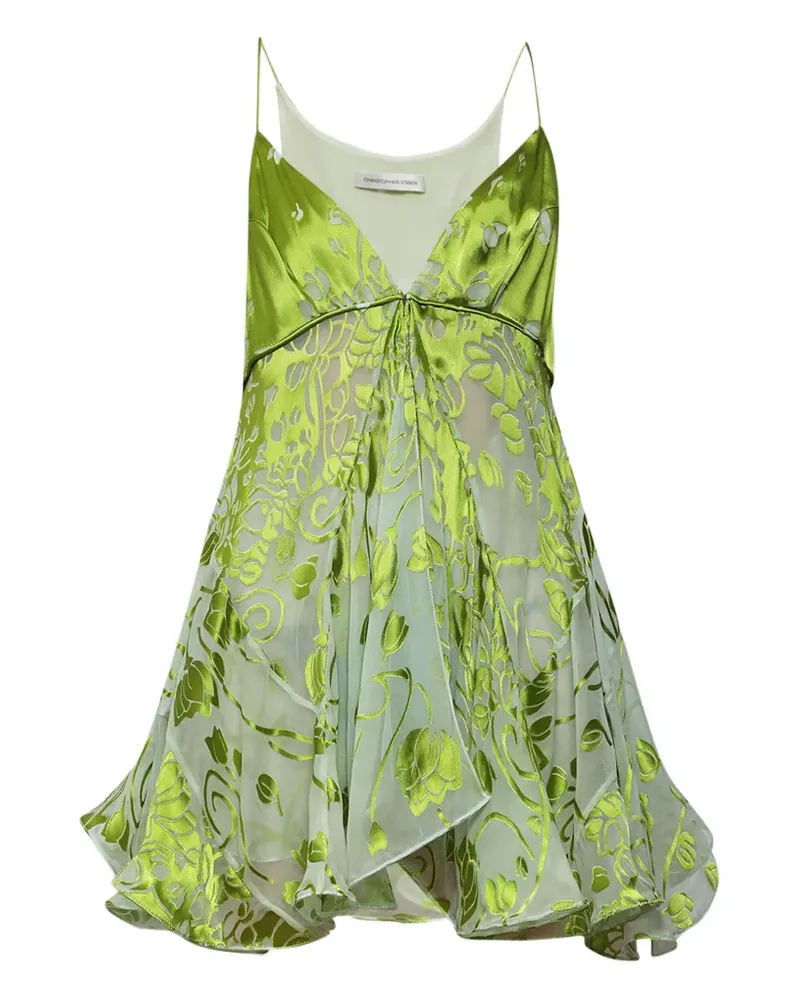 Christopher Esber Burnout Minikleid mit Blumen-Print - Grün Grün
