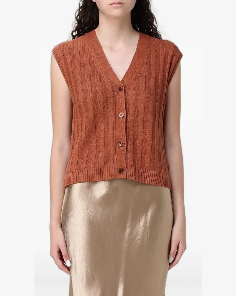 Max Mara ribbed-knit linen gilet - Orange Orange