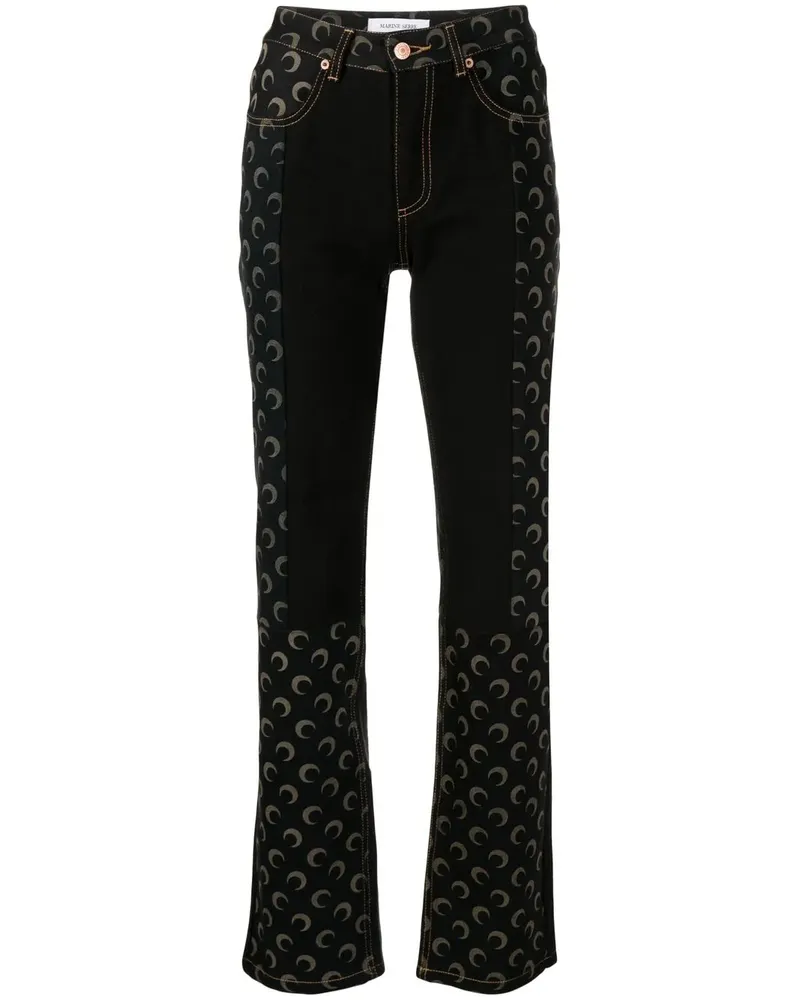 Marine Serre Jeans mit Sichelmond-Print - Schwarz Schwarz