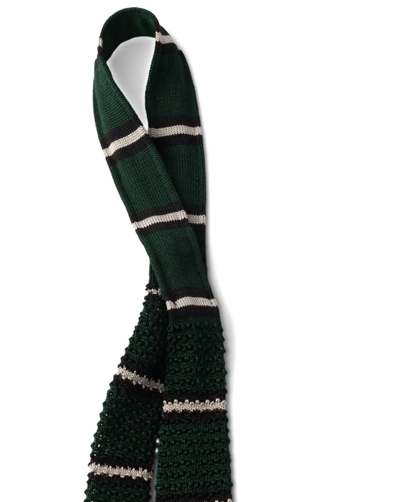 Prada striped-pattern silk tie - Grün Grün