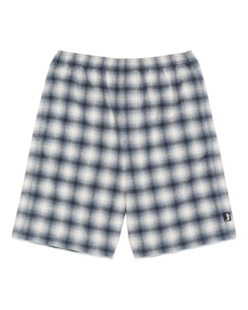 Stüssy elasticated-waistband flannel shorts - Blau Blau