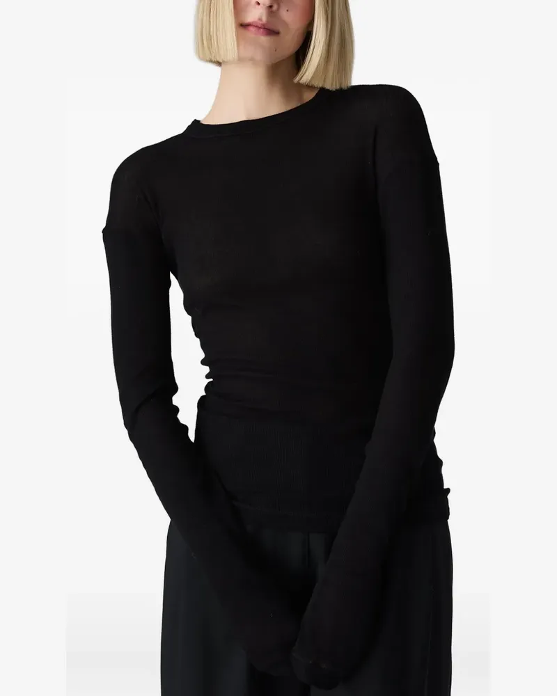 Vera Wang sheer long-sleeve top - Schwarz Schwarz