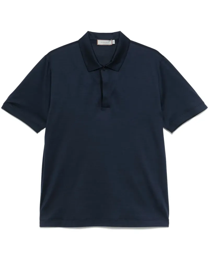 Canali Poloshirt aus Jersey - Blau Blau