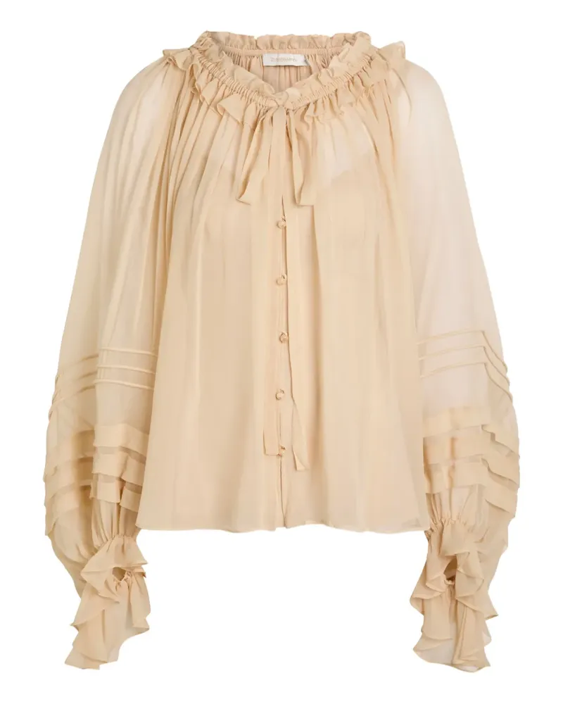 Zimmermann Rebellion Corded ruffled blouse - Nude Nude