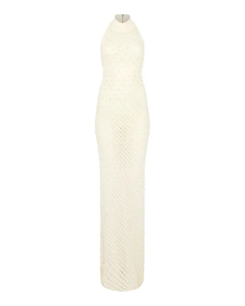 David Koma halter neck embellished maxi dress - Nude Nude