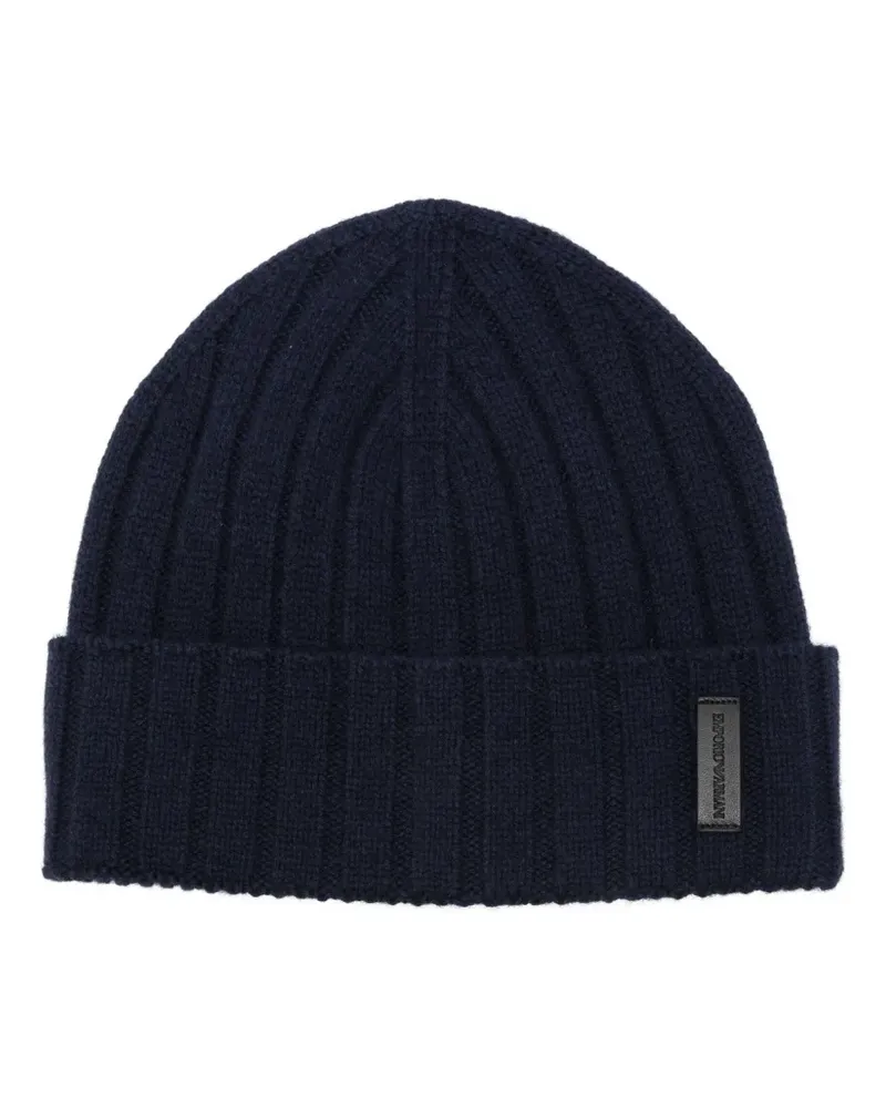 Emporio Armani Gerippte Kaschmirbeanie - Blau Blau