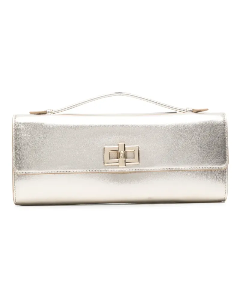 Furla Clara metallic leather twist-lock tote bag - Gold Gold