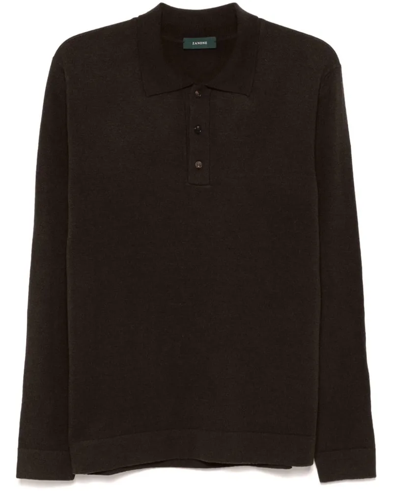 Zanone Gestricktes Poloshirt - Braun Braun