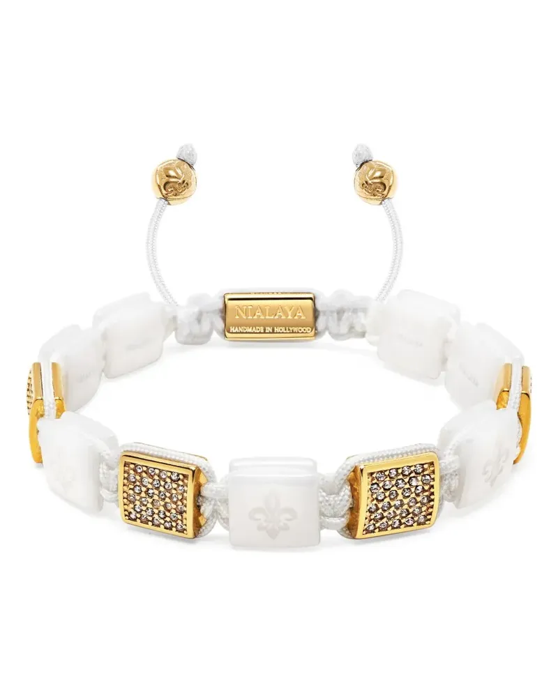 Nialaya Ceramic Flatbead Armband - Weiß Weiß