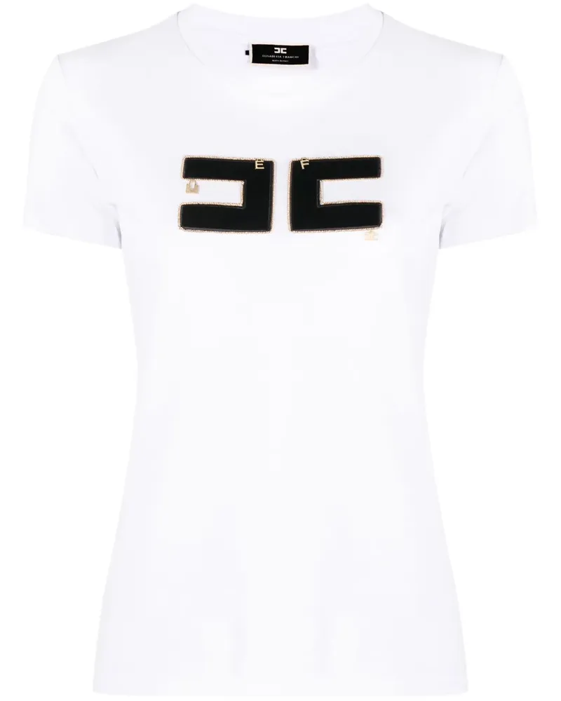 Elisabetta Franchi T-Shirt mit Logo-Anhänger - Weiß Weiß