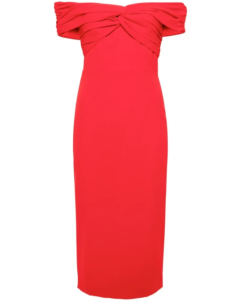 Self-Portrait Schulterfreies Midikleid - Rot Rot