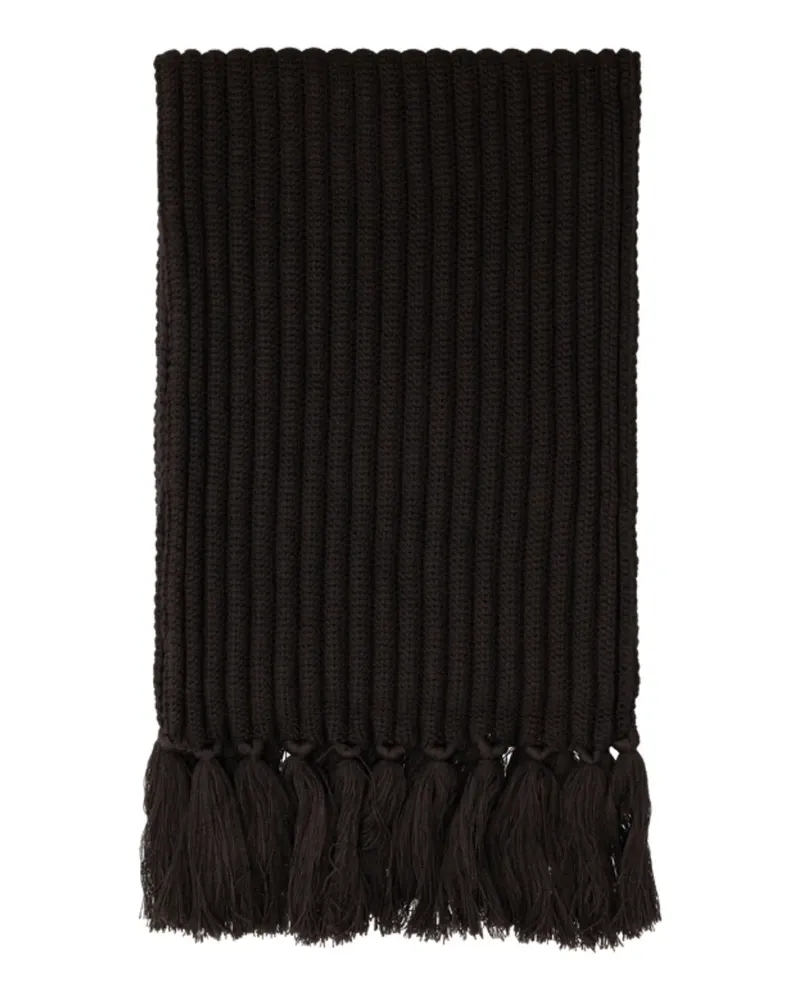 Tagliatore Gerippter Schal mit Quasten - Schwarz Schwarz