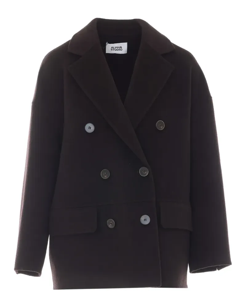 Alpha Studio double-breasted coat - Braun Braun