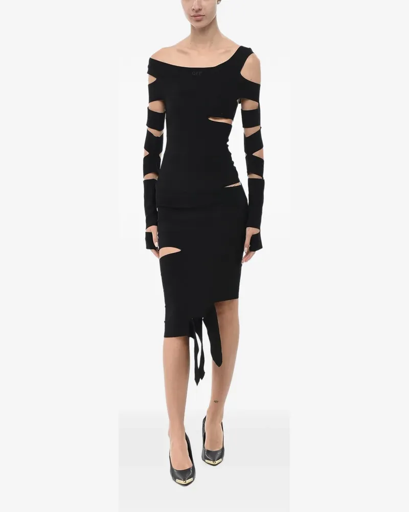 OFF-WHITE cut-out knit midi dress - Schwarz Schwarz