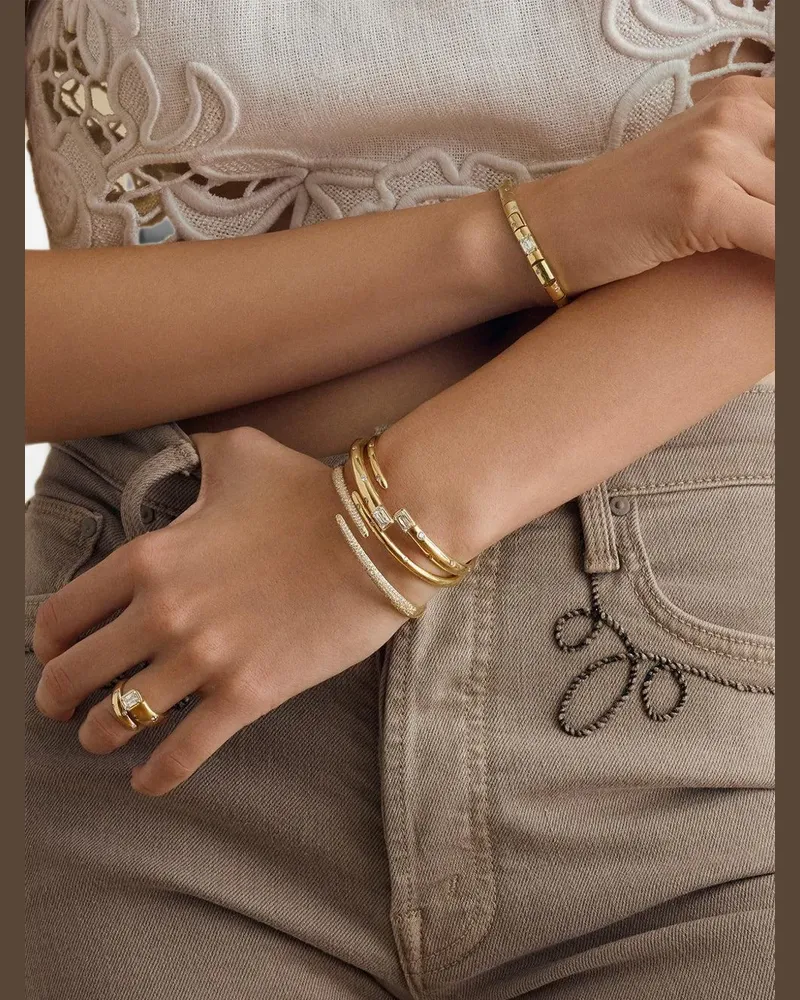 KWIAT Cobblestone diamond crossover bangle - Gold Gold