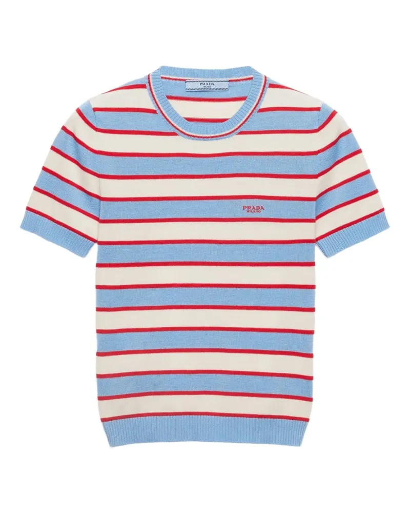 Prada Gestricktes T-Shirt - Blau Blau