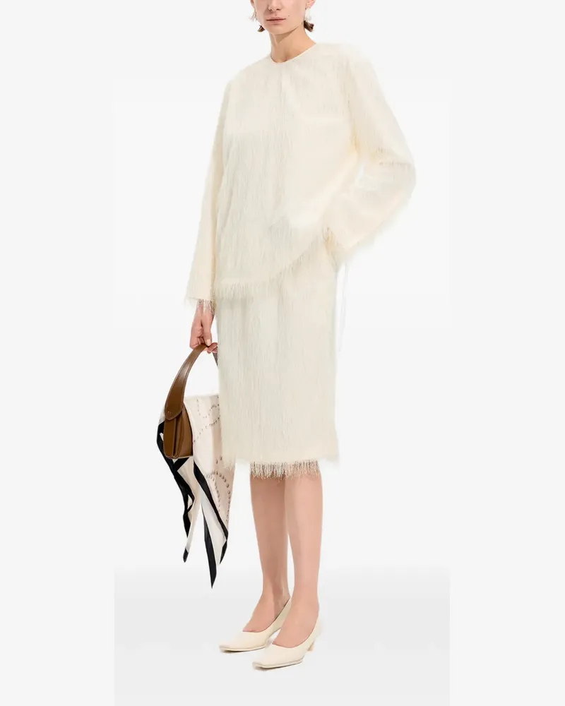 JNBY fringe-jacquard long-sleeve top - Nude Nude