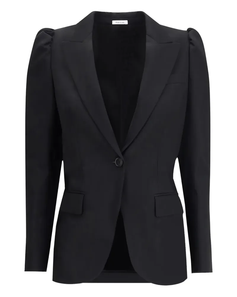 Alexander McQueen puff-shoulder single-breasted blazer - Schwarz Schwarz