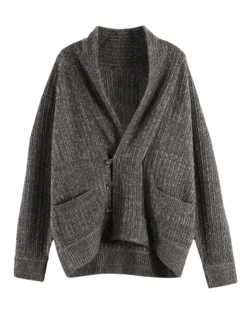 Ziggy Chen Gerippter Cardigan mit Schalkragen - Grau Grau