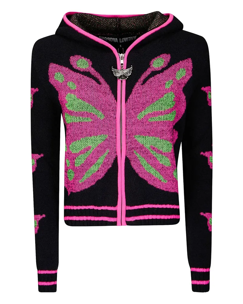CHOPOVA LOWENA Gestrickter Butterfly Hoodie - Schwarz Schwarz