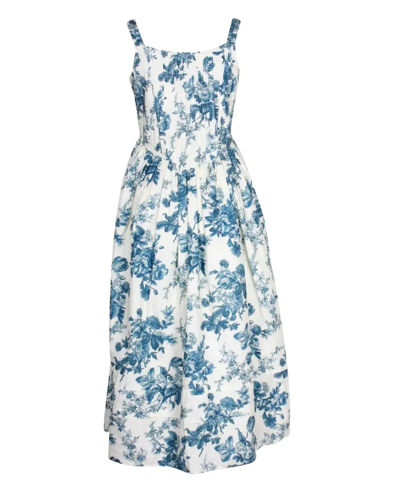 LoveShackFancy floral-print midi dress - Weiß Weiß