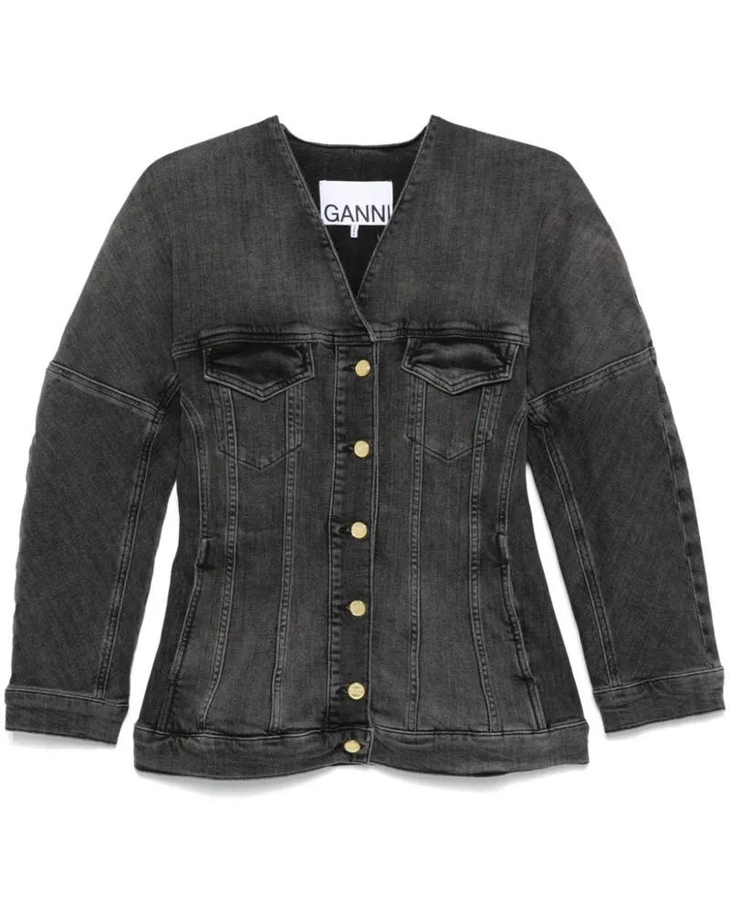 Ganni Ausgeblichene Jeansjacke - Schwarz Schwarz