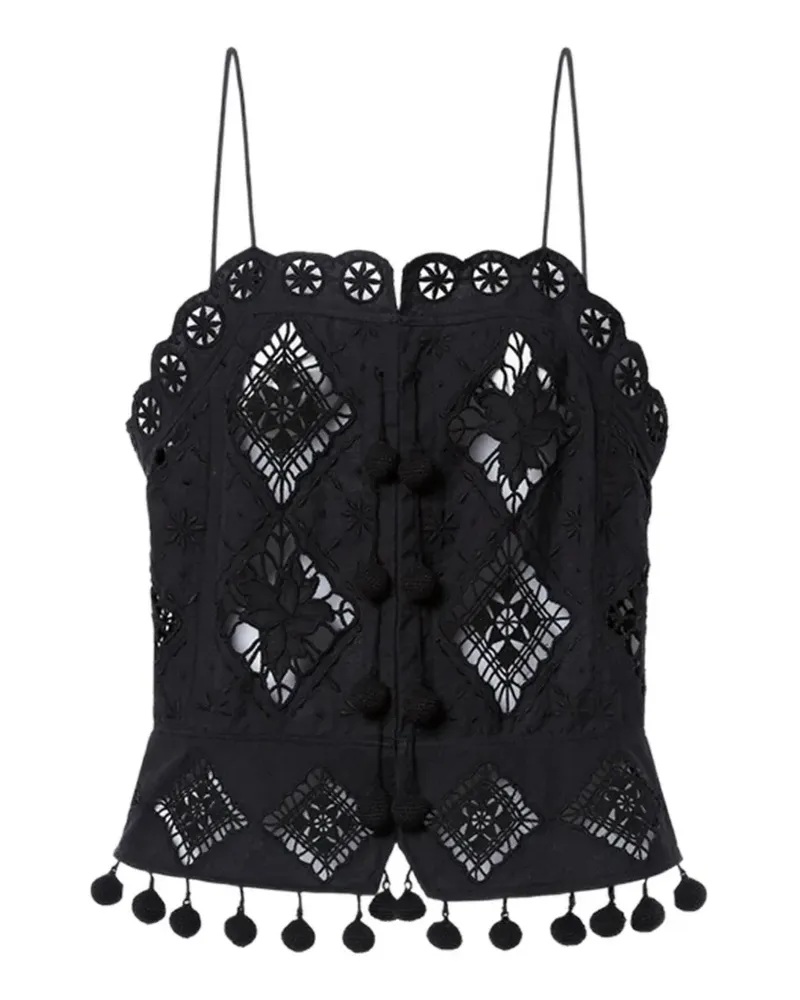 Isabel Marant Nelssy Oberteil mit Lochstickerei - Schwarz Schwarz