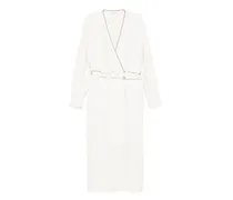 Verziertes Wickelkleid - Weiß