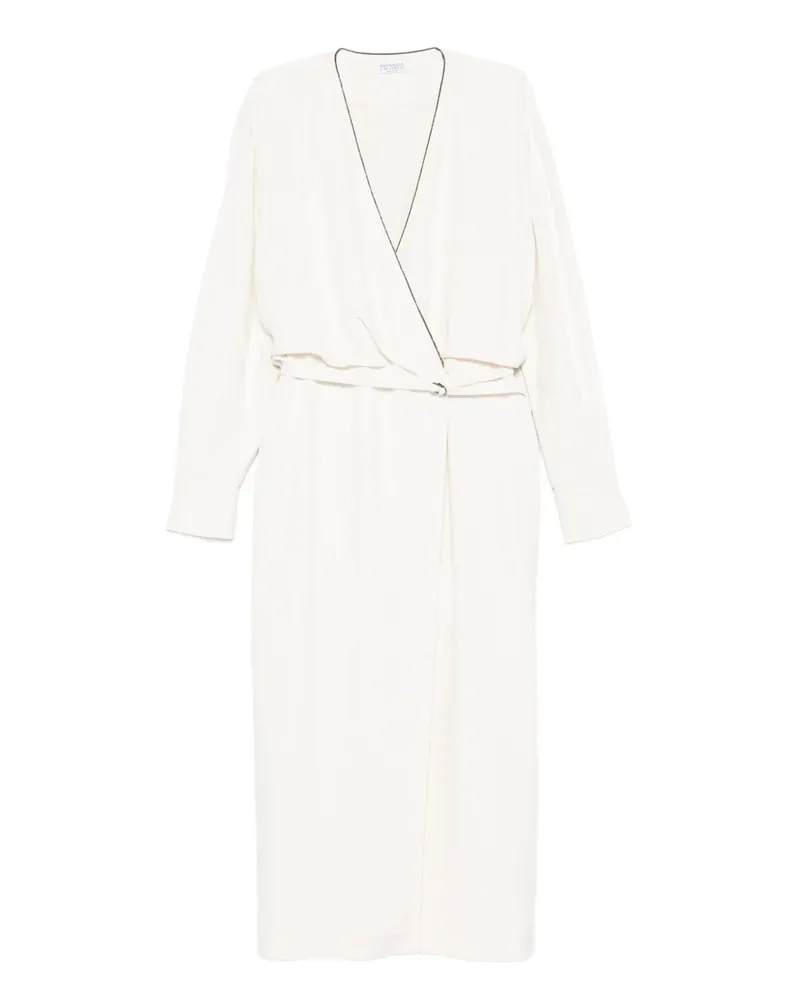 Brunello Cucinelli Verziertes Wickelkleid - Weiß Weiß