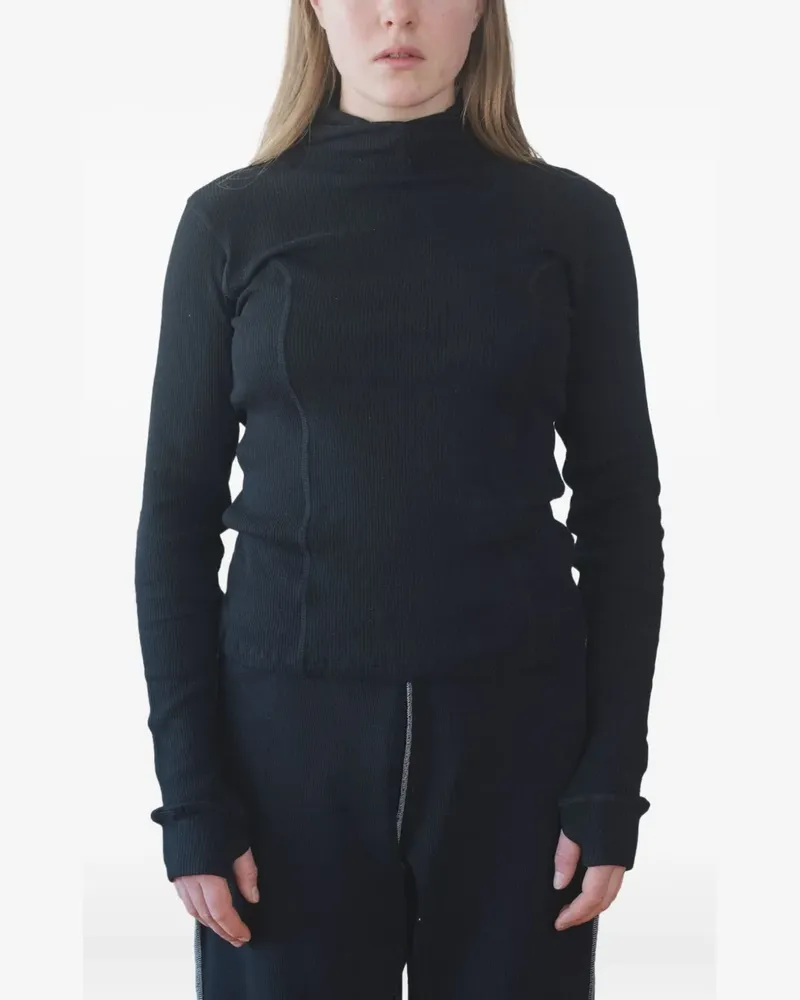 Baserange Geripptes Top - Schwarz Schwarz
